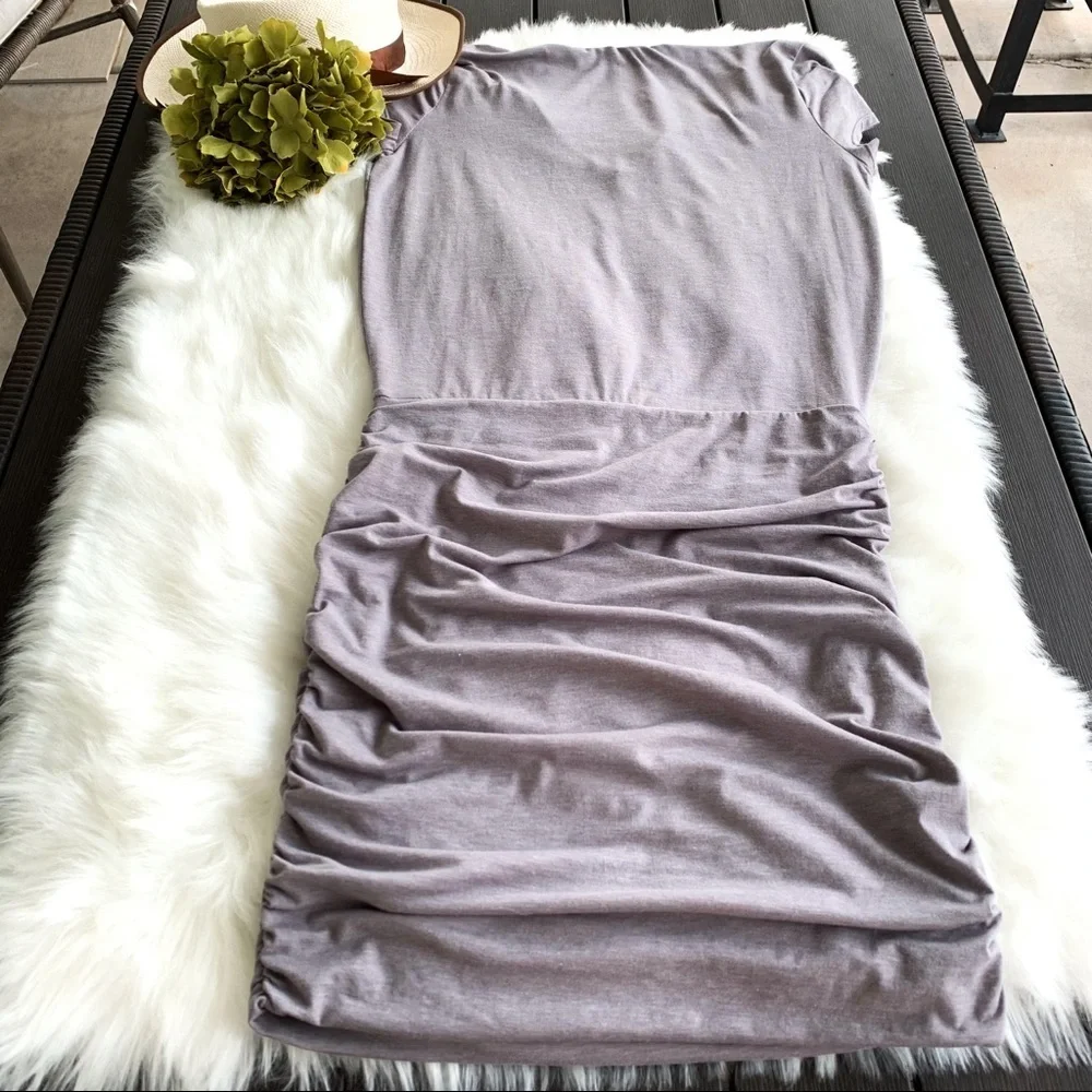 Athleta Womens Gray Ruched Short Sleeve Topanga Dress Size Small - Picture 10 of 11